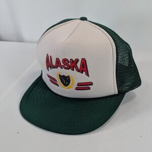 VTG Alaska Crest Foam Mesh Trucker Snapback Cap Hat Green white KC